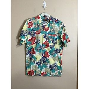 VTG Chaps Ralph Lauren Hawaiian Button Down Shirt Size Medium Tropical Pineapple